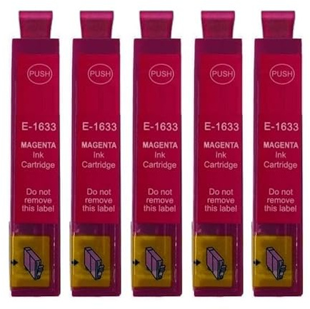 Inkpro 5 Druckerpatronen kompatibel mit Epson T1633, T16XL Magenta für Workforce WF-2010, WF-2110, WF-2510, WF-2520, WF-2530, WF-2540, WF-2630, WF-2650, WF-2660, WF-2750, WF-2760