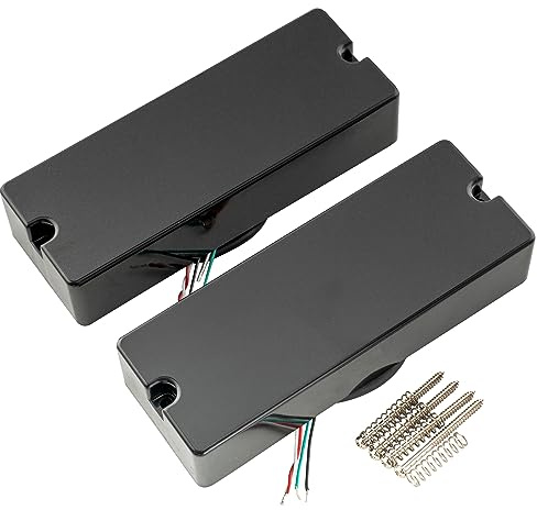 Artec MDC5 Keramik Bass Soapbar Tonabnehmer Pickups Set 14,4K für 5-Saiter E-Bass, Schwarz | Halsbrücke