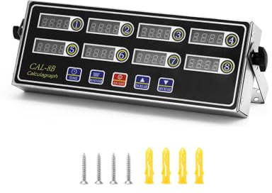 QWORK Digital Kitchen Timer - 8-Channel Multi-Timer with Waterproof Panel, Adjustable Volume