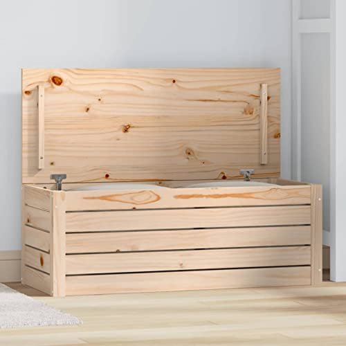 ZEYUAN Caja de almacenaje Madera Maciza de Pino 89x36,5x33 cm, Baul Juguetes, Baul Almacenaje Dormitorio, Mueble Tipo Baul, Baul con Asiento, Mueble Almacenaje