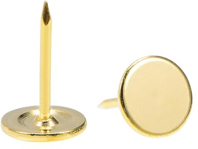 QUARKZMAN 60 Stück Polsternägel 11 mm x 17 mm dekorative Reißzwecken Gold | flacher Kopf, Reißnägel für Möbel Sofa Kopfteile