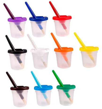 Lurrose Reinigungsutensilien 10 Sätze Bürste Mini-Maltöpfe Künstler Pinselwascher werkzeugtasche Stiftwascheimer Stiftbecher waschen Auslaufsicher malen Pinsel für Ölfarbe Container Kind