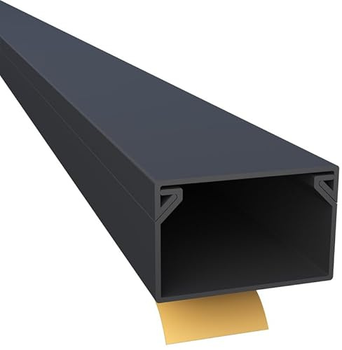 CILSON WDK2516SS 3700150 Kabelkanal Selbstklebend 25x16mm 20m, Schwarz - 20 Stück 1 m / 1000 mm, Breite und Flache Kabelabdeckung, Einfaches Zuschneiden