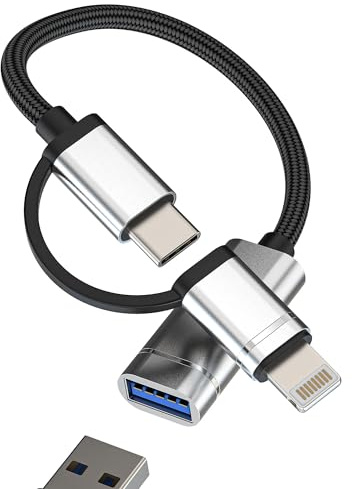 OTG Dongle USB 3.0 Female to USB C Lightning Male Adapter Cable Camera Mouse Port Cord Hub Type C Converter Compatible for Samsung Galaxy S23 for Apple iPhone 15 14 13 12 11 Pro Max 7 8 for iPad Air4