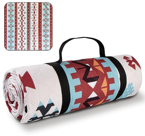 Blackube Picknickdecke Wasserdicht 200x200cm, Stranddecke Sandfrei, Waschbar Strandmatte Picknickdecke Isoliert für Strand, Picnic und Camping-Persian Footprints