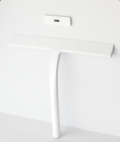 HEIMR Lavavetri doccia in silicone con sistema di sospensione magnetico - Tergicristallo per doccia con striscia magnetica - Lavavetri - Doccetta per doccia (Bianco)