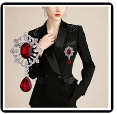 Kristall Blume Brosche Vintage Strass Schnitzerei Blume Corsage Anzug Rock Mantel Abzeichen Accessoires für Frauen Damen Herren (Rot)