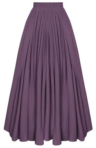Women Renaissance Long Maxi Skirt High Waist Flowy A Line Skirts Purple S