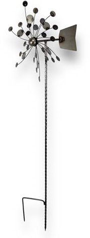 Crispe home & garden Windrad Punkte | massives Metall Windspiel | Windmühle für den Garten | wetterfest und standfest | mit bestem Kugellager | unbehandelt - ohne Rostpatina | Höhe 126 cm