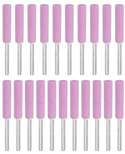PATIKIL Diamant-Kettensägeschärfer 7/32 Zoll Pink(5mm) 21 Stück | Härte Schleifstein Polieren Kettensägeschärfset Schleiffeile Werkzeug für Kettensäge Steine Schmuck Holz