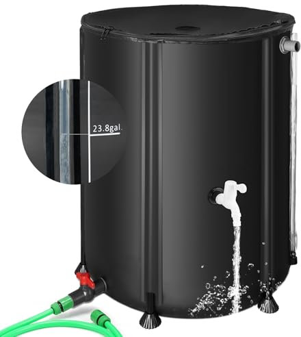 Barili di pioggia per raccogliere l'acqua piovana dalla grondaia, serbatoio portatile per l'acqua piovana sistema di raccolta dell'acqua piovana, include filtro due beccucci e kit di troppopieno (66