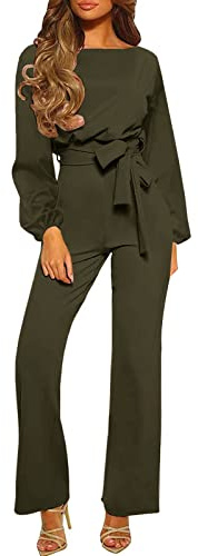 Tuta Da Donna Elegante Tute Donna Eleganti Da Cerimonia Maniche Lunghe Tailleur Donna Baggy Pantalone Curvy Tinta Unita Completo Donna Cerimonia Cocktail Jumpsuit a Gamba Larga Abiti Da Sera Interi