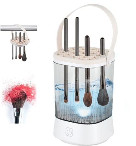Electric Makeup Brush Cleaner Machine,3-in-1 USB Automatic Makeup Brushes Cleaner,Quick Wash in Seconds Cosmetic Brushes Cleaning Tools,Hand Free Make up Brush Cleaner Set for Cleaning and Drying