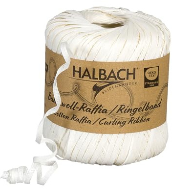 Halbach Baumwoll-Ringelband, 4 mm x 100 m, natur weiß