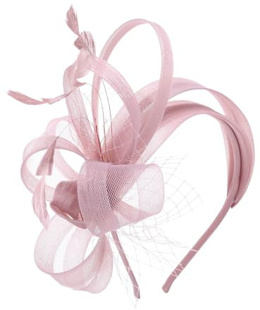 IYOU Braut Hochzeit Fascinators Stirnbänder Rosa Feder Blumen Kopfbedeckung Blume Kirche Cocktail Haarschmuck für Frauen Faschingskostüm Kleid Party