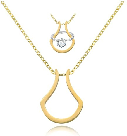 WGXIA Ring Halter Halskette, Hochzeit Ring Keeper Halsketten für Frauen Männer Titan Stahl Engagement Halter Anhänger Halskette Geburtstag Schmuck Geschenke für Frau Mutter Krankenschwester
