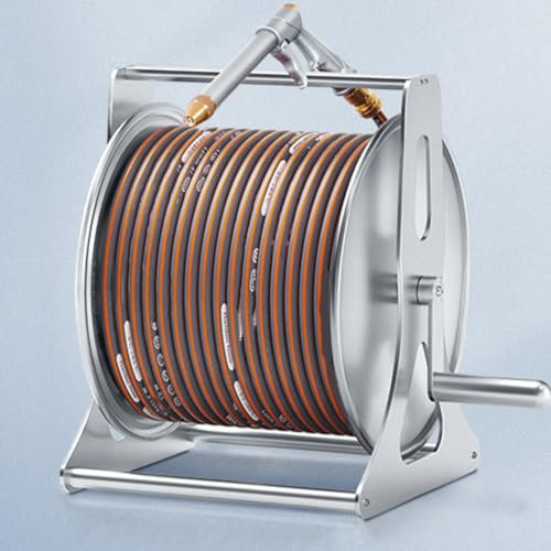 PP-Vic Outdoor Hose Reel Heavy Duty Hose Reel, Garden Hose Reel Cart, Wall Mounted/Portable Water Hose Reel, Hose Holder with Hose, 10M To 50M,40M