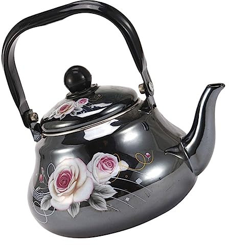 FUNOMOCYA Retro Rose Teakettle Enamel Tea Pot Stovetop Water Pot Lightweight for Induction Cooker Gas Stove