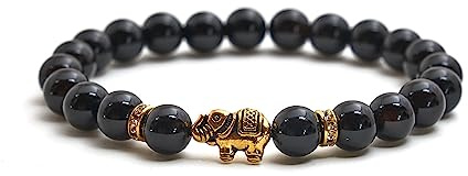 BERGERLIN Naturstein Elefant Armband Damen Herren, Edelstein, 8mm