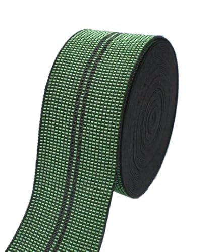 JCXIOC Wide Elastic Bands 2/5/10Meter 5cm Elastic Band for Sewing Sofa Backrest Cushion Rubber Bands DIY Furniture Renovation Material for Sewing Craft(Green-Black2,2METERS_50MM)