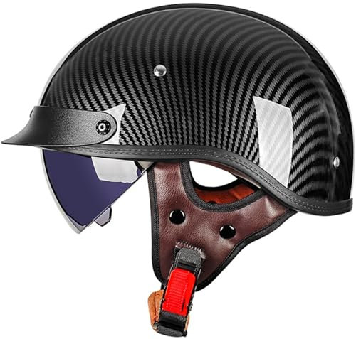 Casco Scodella Portatile, Mezzi Caschi Jet Mezzo Caschi Da Motociclista Vintage Caschi Cromwell Caschi Casco A Scodella Scooter Motorino ECE/DOT Omologato Mezzo Elmetto Da Moto 1,XXL
