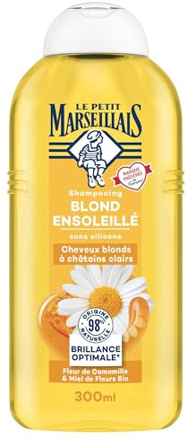 Le Petit Marseillais Shampooing Blond Ensoleillé (flacon de 300 ml) – Shampooing sans Silicone pour Cheveux Blonds à Châtain Clairs – 98% d'Ingrédients d'Origine Naturelle pour Une Brillance Optimale