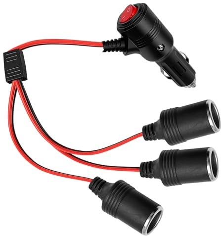 Editbar Distributore accendisigari da 1 m, 12 V, 1 a 3 distributori accendisigari per auto, con interruttore, 3 adattatori per accendisigari da 12 V-24 V, auto, moto, camion, furgoni, camper