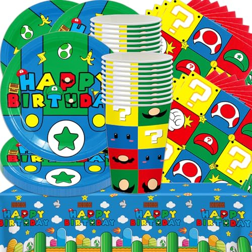 Set di stoviglie a tema di compleanno per bambini, utensili da festa, stoviglie con coperte, taglierina di carta, asciugamani, cartone, per 20 ospiti