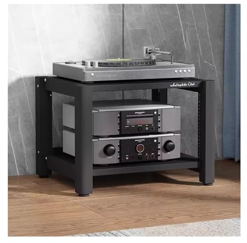 IEOWY Mobiletto Stereo con Supporto multimediale angolare a 2 Livelli per Soggiorno/Camera da Letto, mobiletto per componenti Audio/Video Aperto e Resistente per Console di Gioco (Nero)