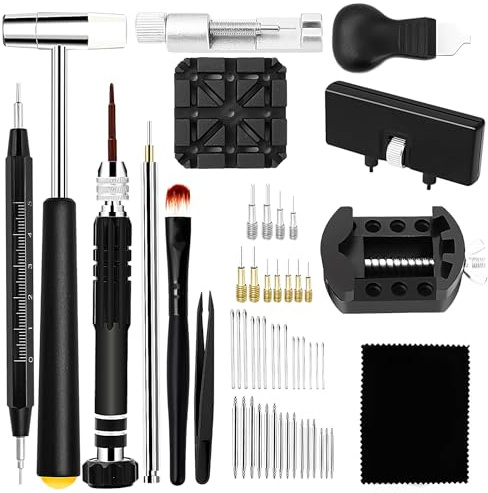 Oridolly Kit Outil Montre, Kit Changement Pile Montre, Reparation Outil Montre-Bracelet, Ouvre Boitier, Chasse Goupille, Tournevis Horlogerie Demontage