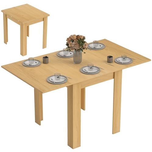 HOMCOM Table à Manger Extensible Rectangle Moderne 70-140 cm Bois Naturel