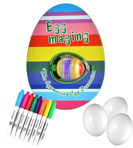 KANYUNCD Easter Eggmazing Egg Decorator,DIY Decoration Egg Set Creative, Includes 8 Colourful Markers and 3 Plastic Eggs