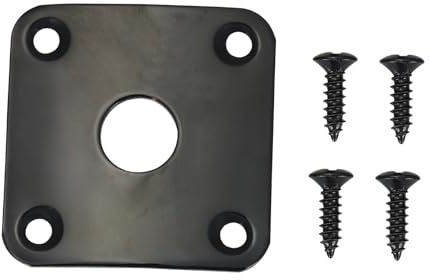 HOODANCOS Klinkenbuchse für E-Gitarre Metall Buchsenplatte Schwarz Gebogen mit 4 Schrauben Kompatibel mit Elektrischen Gitarren