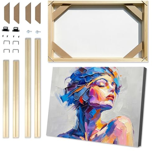 Cornice in tela in legno, 40 x 55 cm, adatta per tele da 45 x 60 cm, kit fai da te per pittura a olio, pittura con diamanti, stampa poster, diverse dimensioni, con kit di montaggio