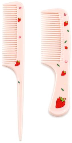 Förpackning med 2 hårborstar, barns hårkammar, råttsvans, fin tandkam, frisörkam, stark, hållbar, antistatisk styling lockkam, söt kam set för kvinnor, flickor, lockar