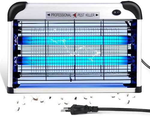 Hefite Lampe Anti Moustique Exterieur, 3500V Tue Mouche Electrique avec Lampe UV 20W, avec Grille de Sécurité pour la Maison, la Chambre à Coucher, Le Bureau, la Terrasse, Le Jardin