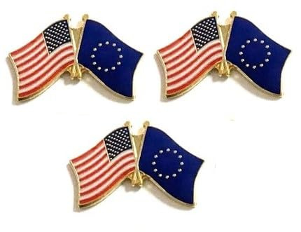3 European Union USA Friendship Flag Lapel Pins Pack of 3 EU & American Friendship Tie & Hat Pin Badges