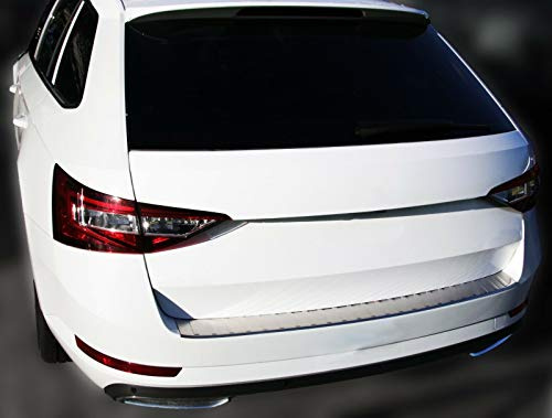 RECAMBO Ladekantenschutz Edelstahl kompatibel für Skoda SUPERB III Kombi | ab BJ 2015 - matt gebürstet mit Textur - Styling und Schutz für die Stoßstange