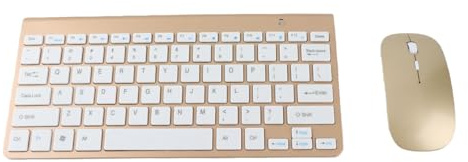 Kabellose Tastatur Maus Kombination, Ultradünnes Computer Tastatur und Maus Set, Kompakte Tastatur für Laptop, 10 m Verbindung, Tragbare Tastatur für Computer, PC(Luxus golden)