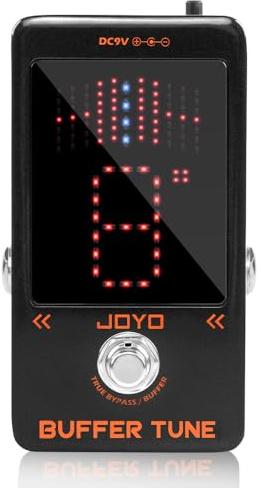 JOYO Buffer Tune Tuner Pedal mit Eingebautem Puffer Präziser Stimmung und LED-Bildschirm für Gitarre und Bass (JF-19)