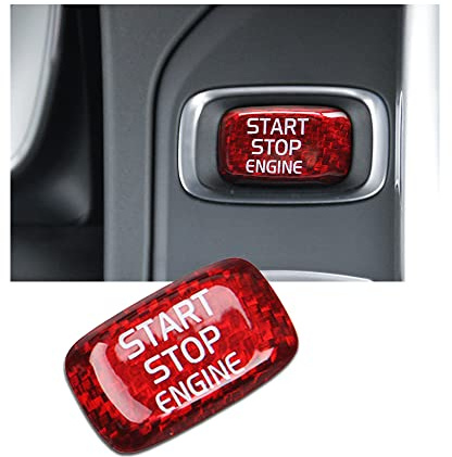 ontto Cubierta de bot de arranque de motor de coche de fibra de carbono para Volvo V40 V60 S60L S60 XC60 S80L etiqueta engomada del interruptor de encendido de protecci interiores decoraci rojo