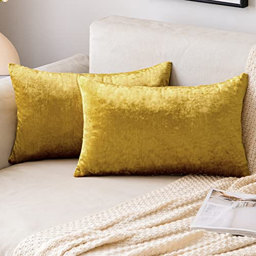 EMEMA Kissenbezug 30x50 Samt Dekokissen Weihnachten Golden Sofakissen | Kissenhülle Dekorative Pillow Case Home Decoration Lendenkissen Wurfkissenbezug Sofa Wohnzimmer Schlafzimmer 2er Set