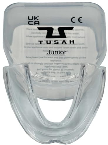 TUSAH Boil & Bite Mouth Guard Gum Shield for Kids/Adults Mouldable Mouthguard Gumshield with Case for Boxing, MMA, Rugby, Martial Arts, Judo, Karate, Hockey (Kids 4-12 Yrs, Clear)