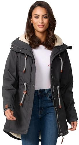 Navahoo Damen Winterjacke mit Teddyfell Winter Jacke warm gefüttert B991