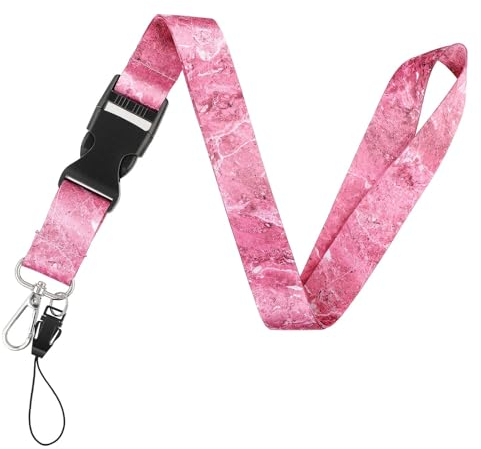 Cobee Ausweis Lanyards mit abnehmbarer Schnalle, Schlüsselanhänger Lanyard für Damen und Herren robustes Umhängeband Ausweishalter Lanyard für Krankenschwestern Lehrer Büro(Rosa Marmor)