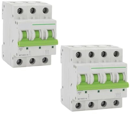 MEFOAR Petit disjoncteur Courbe D MCB 3P 4P 6A 10A 16A 20A 25A 32A 40A 50A 63A 6KA 110V/220V/400V 50/60HZ, Interrupteur de Type D, 1 pièce, TOMC7-63 (Color : D63, Size : 4P)