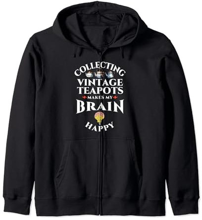 Collecting Vintage Teapots Old Teapot Collector Tea Kettle Zip Hoodie