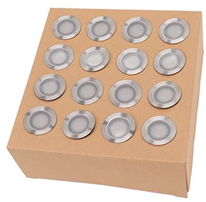 Garosa Luz de Suelo para Exteriores, Kits de Luces LED para Cubierta de 16 Piezas, Lámpara Empotrada en el Suelo, Iluminación de Paisaje Al Aire Libre IP67 a Prueba de Agua para Jardín,