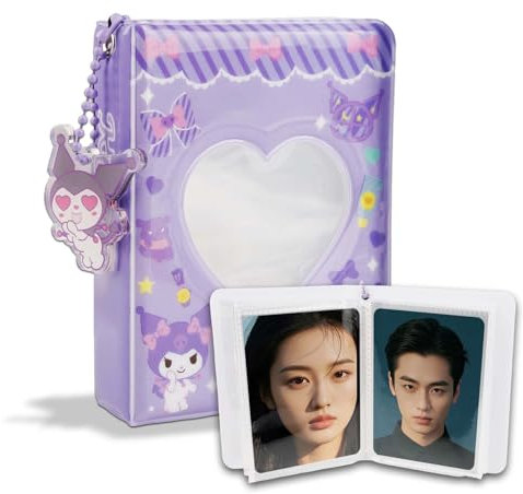 Kpop Photocard Binder, 3 Zoll Kpop Photocard Holder 40 Taschen Mini Fotoalbum Cartoon Fotokartenhalter Photo Card Album Portable Kpop Binder Fotokarten Album Kpop Mit Süße Anhänger fur Fotosammlung