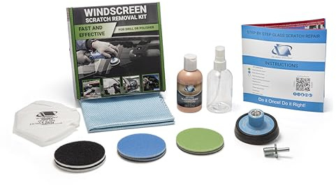 GLASS POLISH DIY Kit de Polissage Pare-Brise 75mm (3”) pour Tous Types de Verre Automobile – Élimine les Rayures Profondes, Traces d’Essuie-Glace et Voile Opaque – Restaure la Visibilité